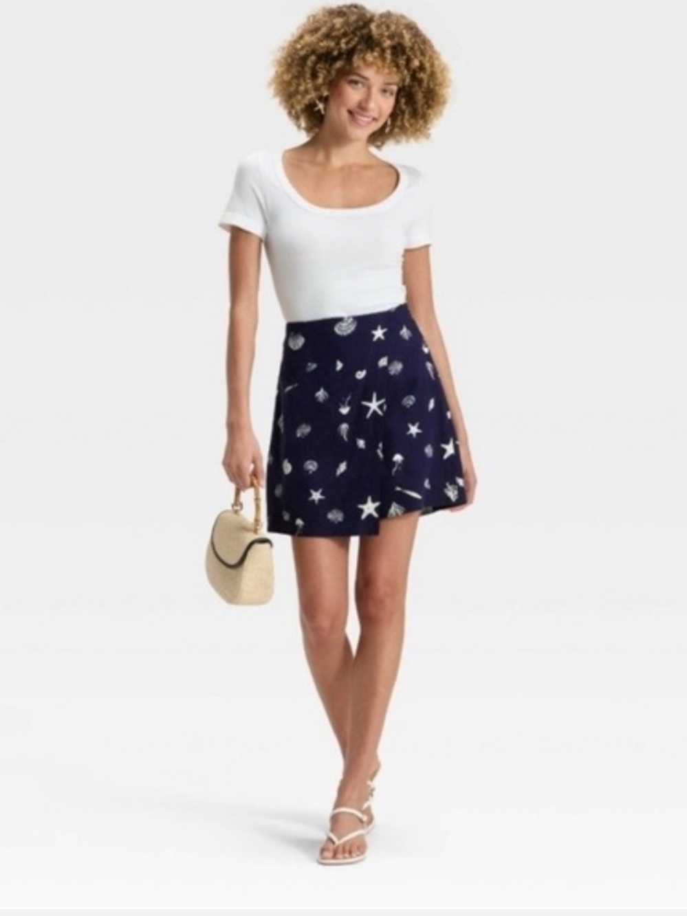 a new day Navy Star & Shell Mini Skirt